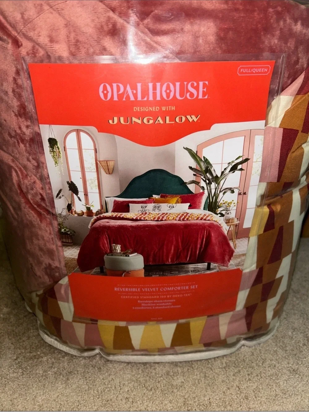 Opalhouse Jungalow F/Q Velvet Reversible Comforter Set - Berry